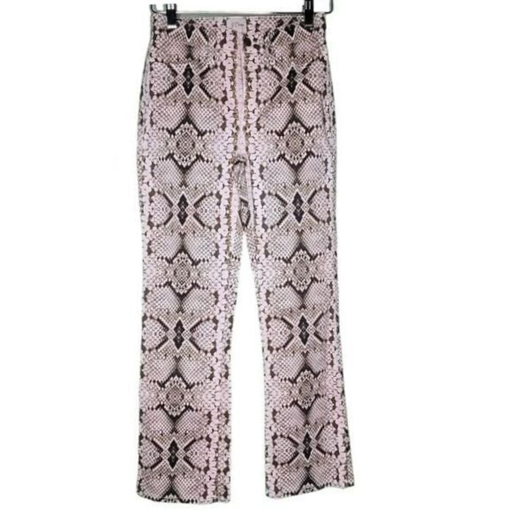 J‎ Crew Kickout Crop Pants 25 Snakeskin Print Flat Front Mid Rise Y2K Mob Wife